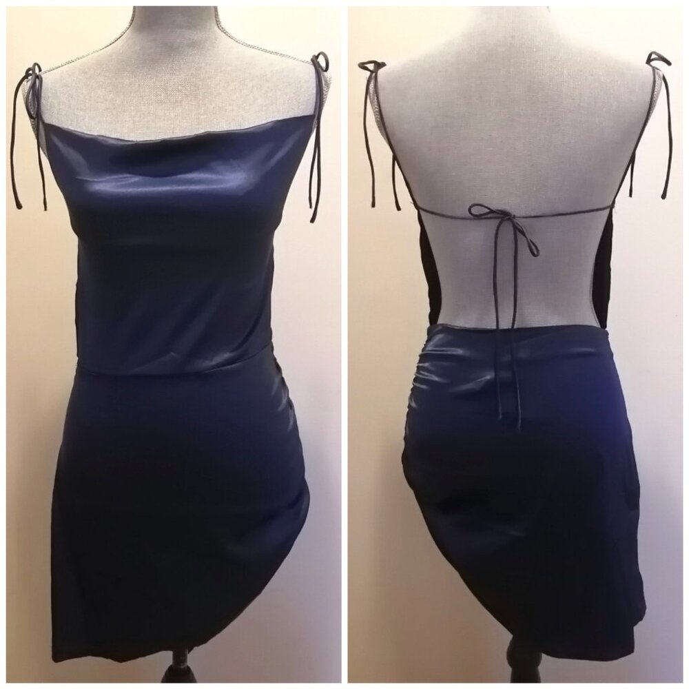 Midnight Blue Open-Back Satin Party/Occasion Dress by Zaful, BNWT